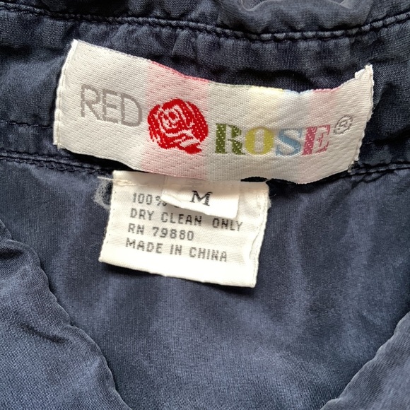 Red Rose Shirt Mens Sz M Blue 100% Silk Short Sleeve Button-Down Casual Summer - Picture 5 of 5